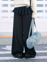 Light Blue Bow Letter Denim Shoulder Bag
