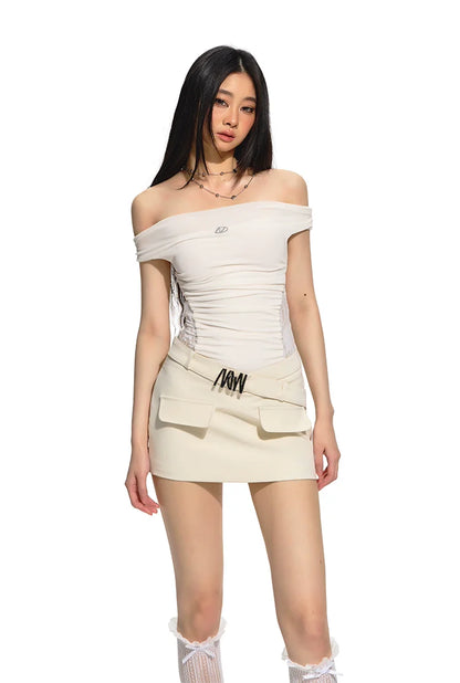 White Satin Patchwork Bodycon Dress