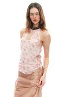 Pink Printed Cutout Camisole