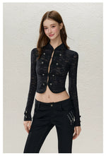 Black Frog-Button Lace Jacket