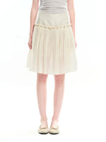 Beaded A-line Pleated Tencel Skirt