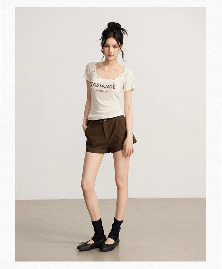 Rhinestone Cotton Hot Shorts