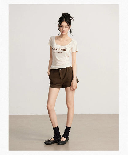 Rhinestone Cotton Hot Shorts