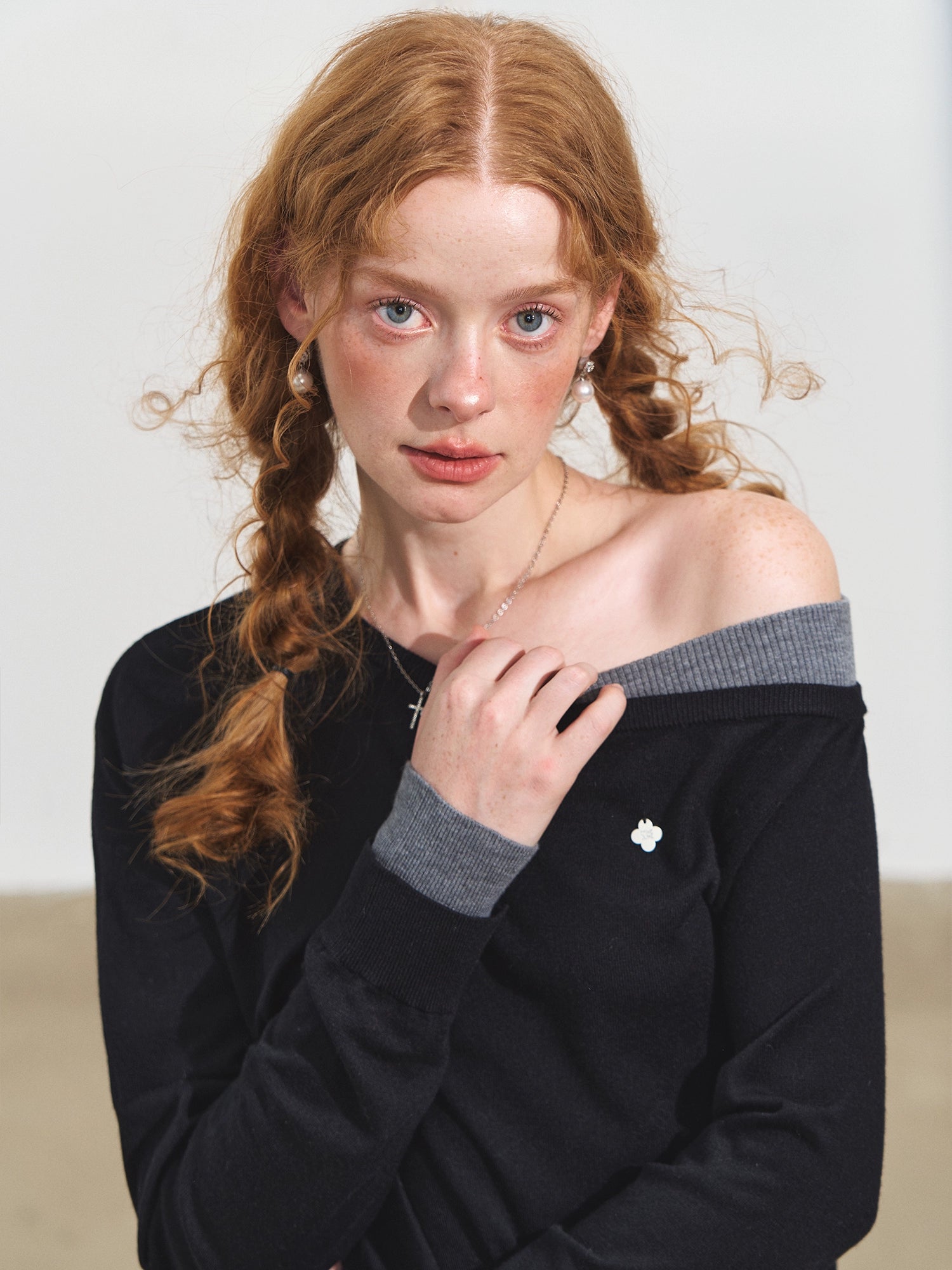 Contrast Asymmetrical Layered Sweater