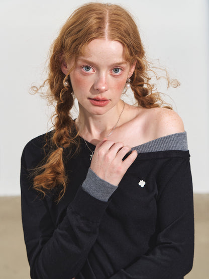 Contrast Asymmetrical Layered Sweater