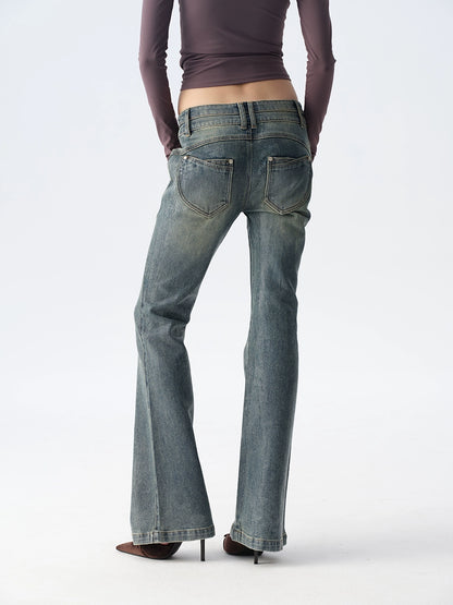 Light-Wash Sequined Micro-Flare Jeans