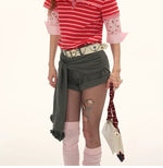 Asymmetric Tie Gray Mini Shorts