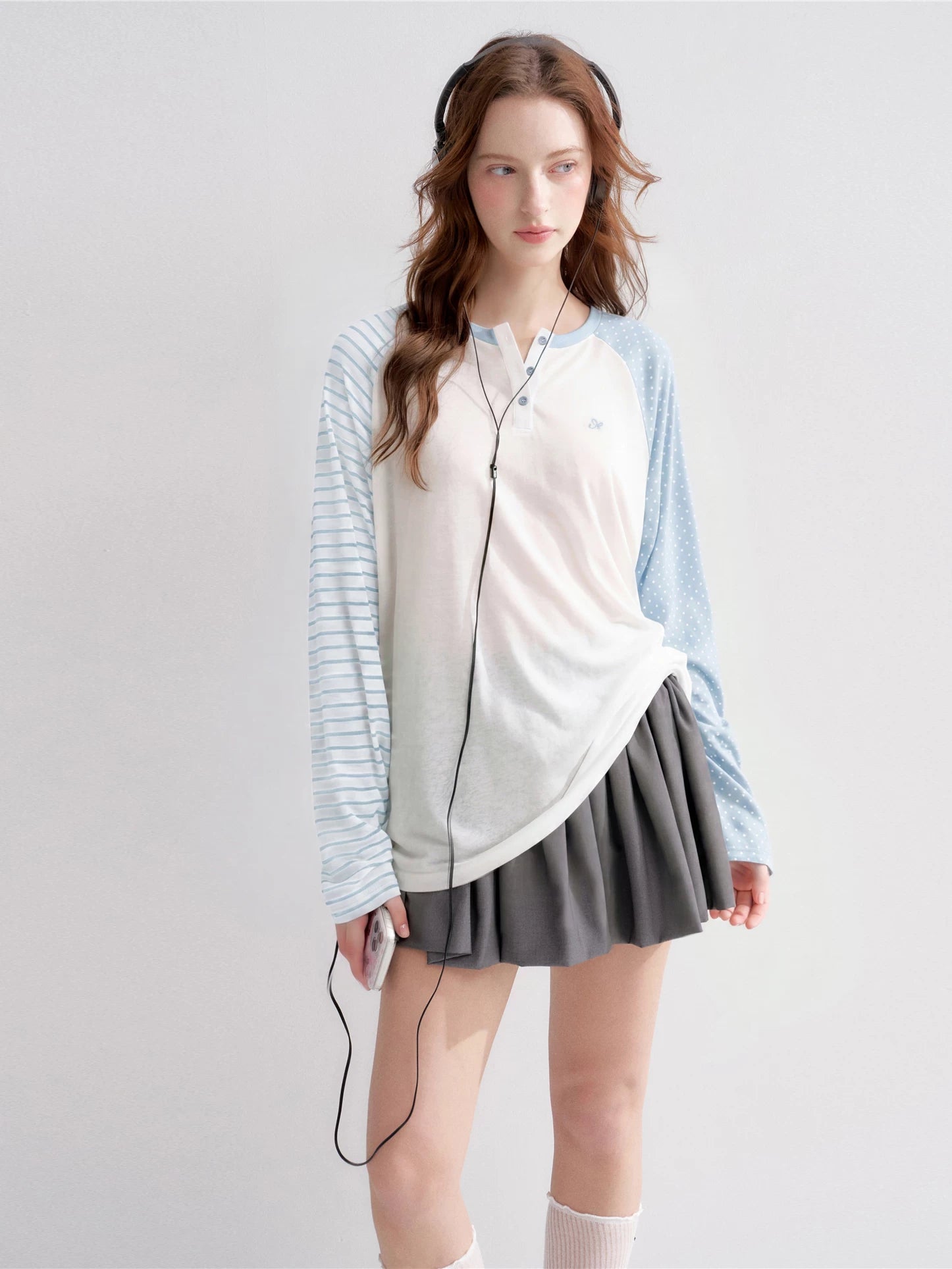 Raglan Henley Long Sleeve Top