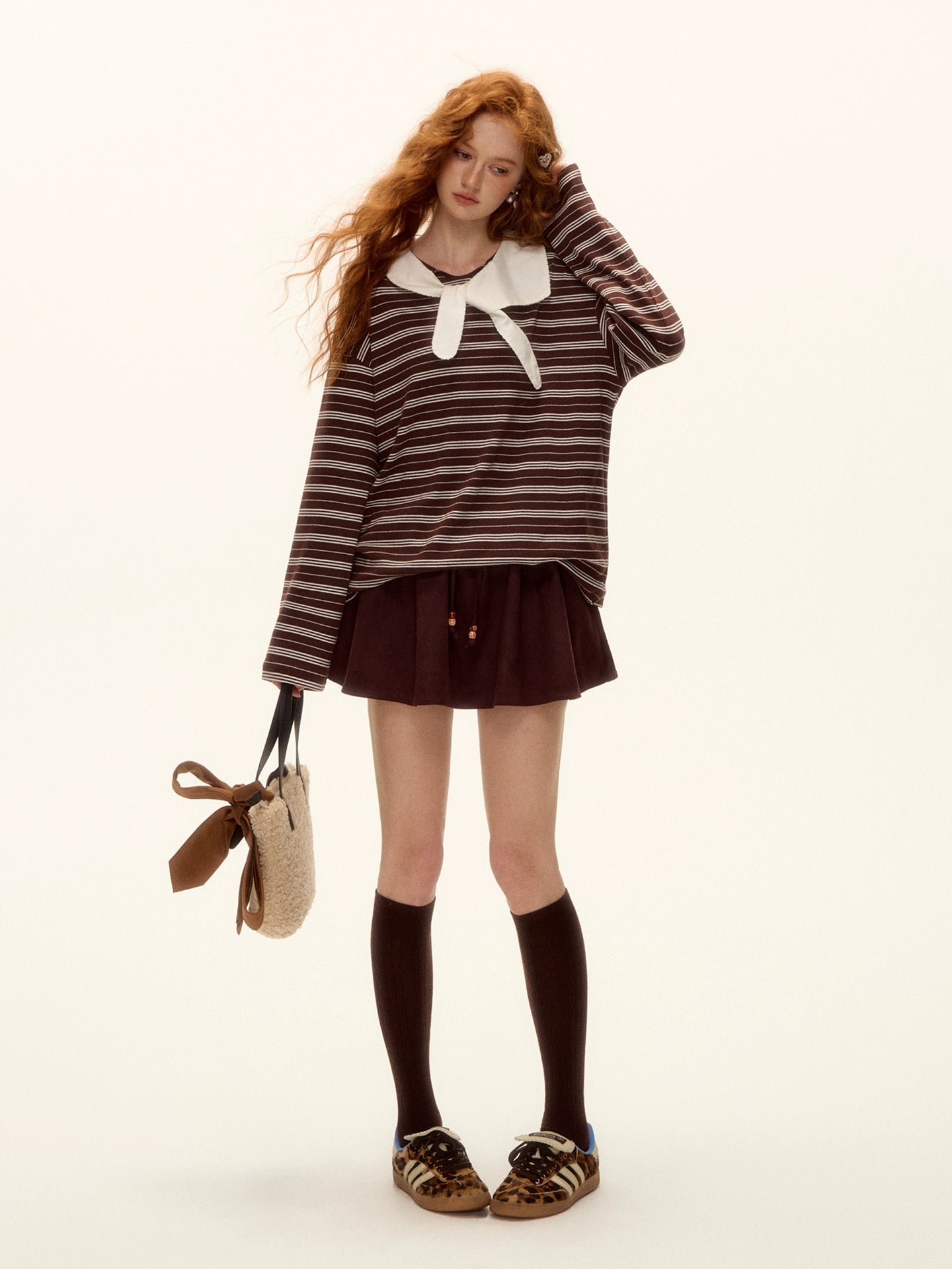 Bow-Tie Striped Long-Sleeve T-Shirt