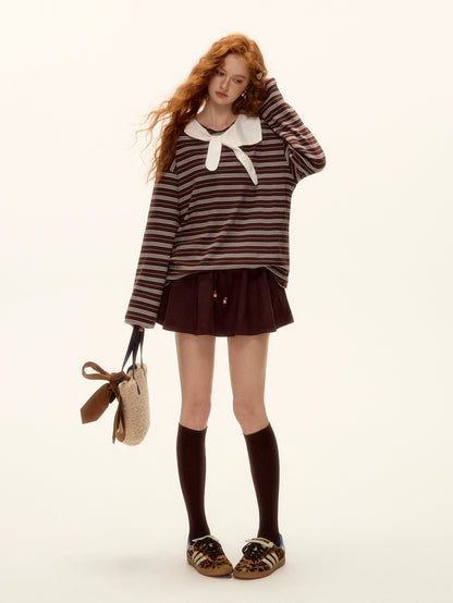Bow-Tie Striped Long-Sleeve T-Shirt