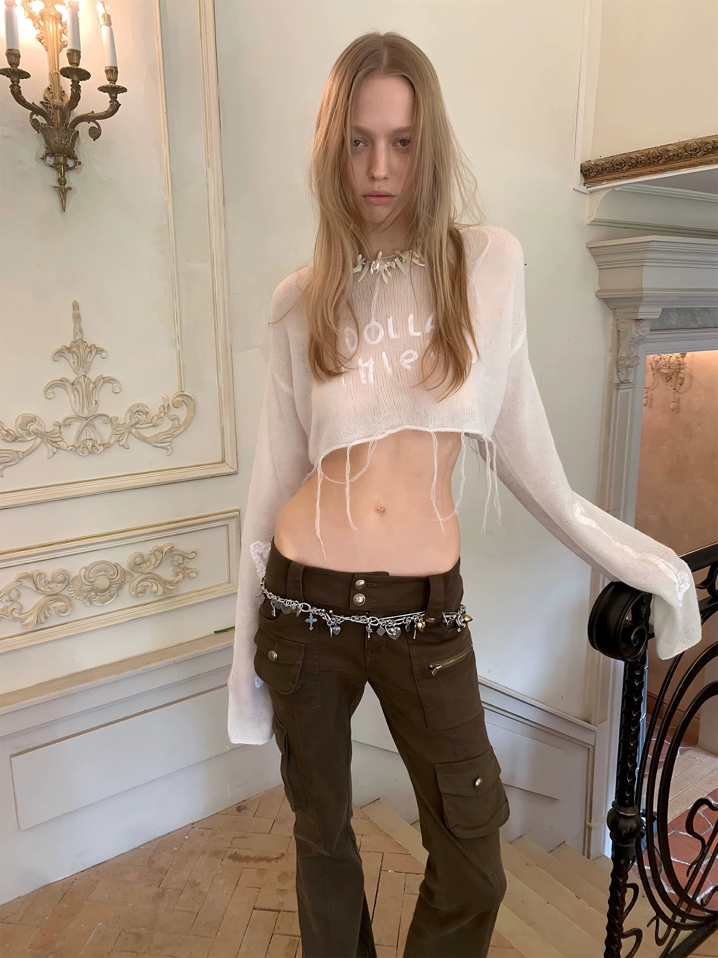 Mohair Sequin Sheer Top