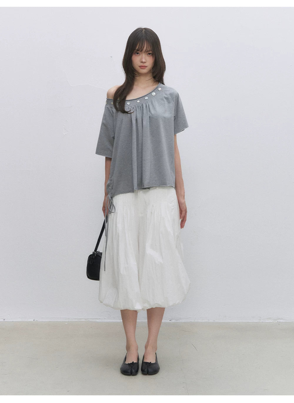 Shell Button Off-Shoulder Top