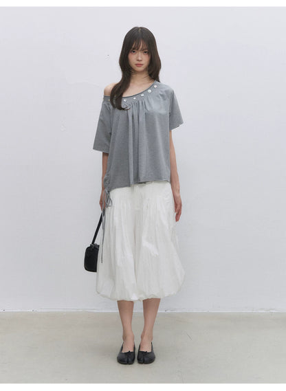 Shell Button Off-Shoulder Top
