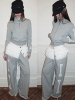 Bone Sequin Stand-Collar Sweat Set