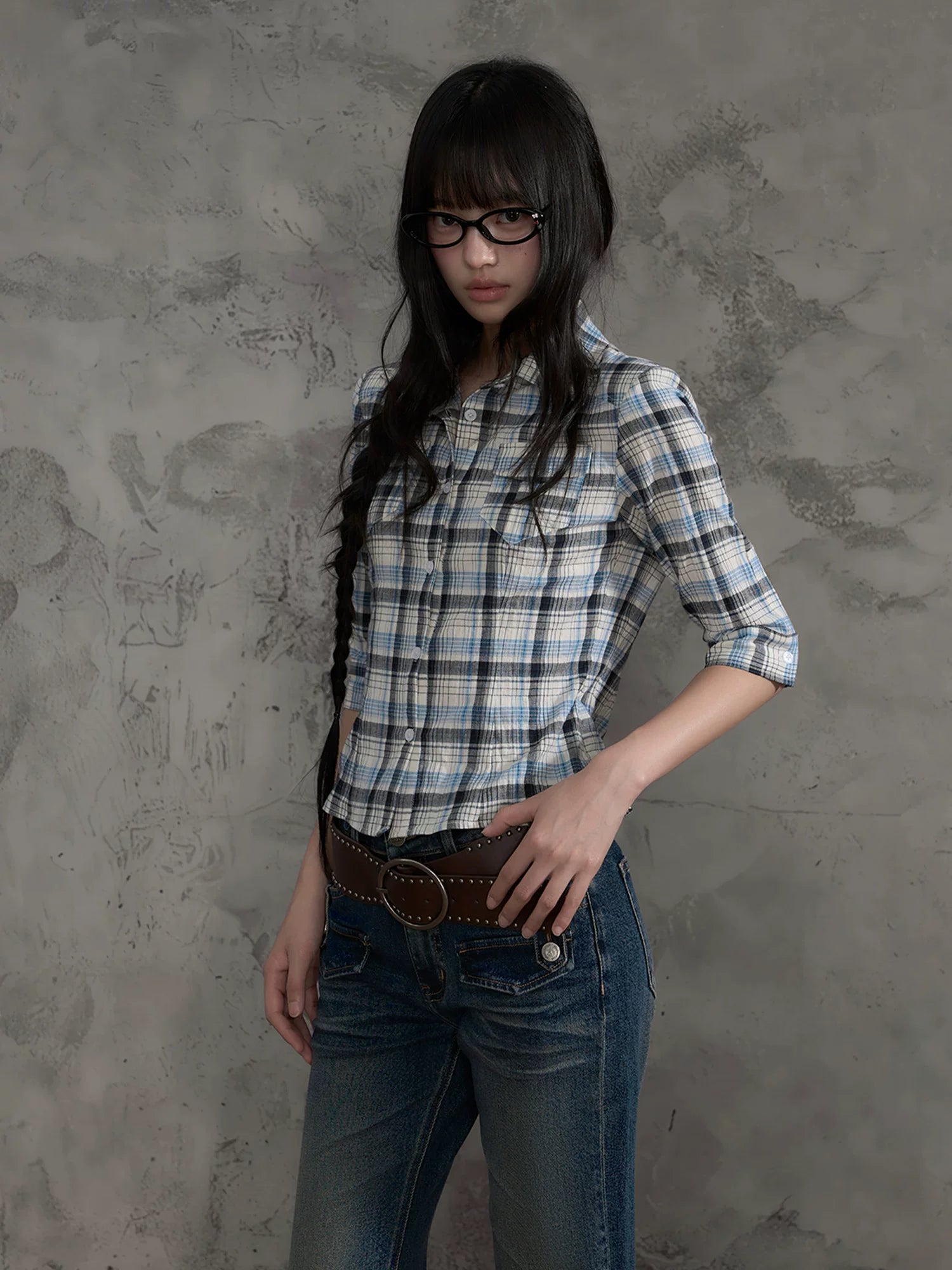 Plaid Ruched Shirt