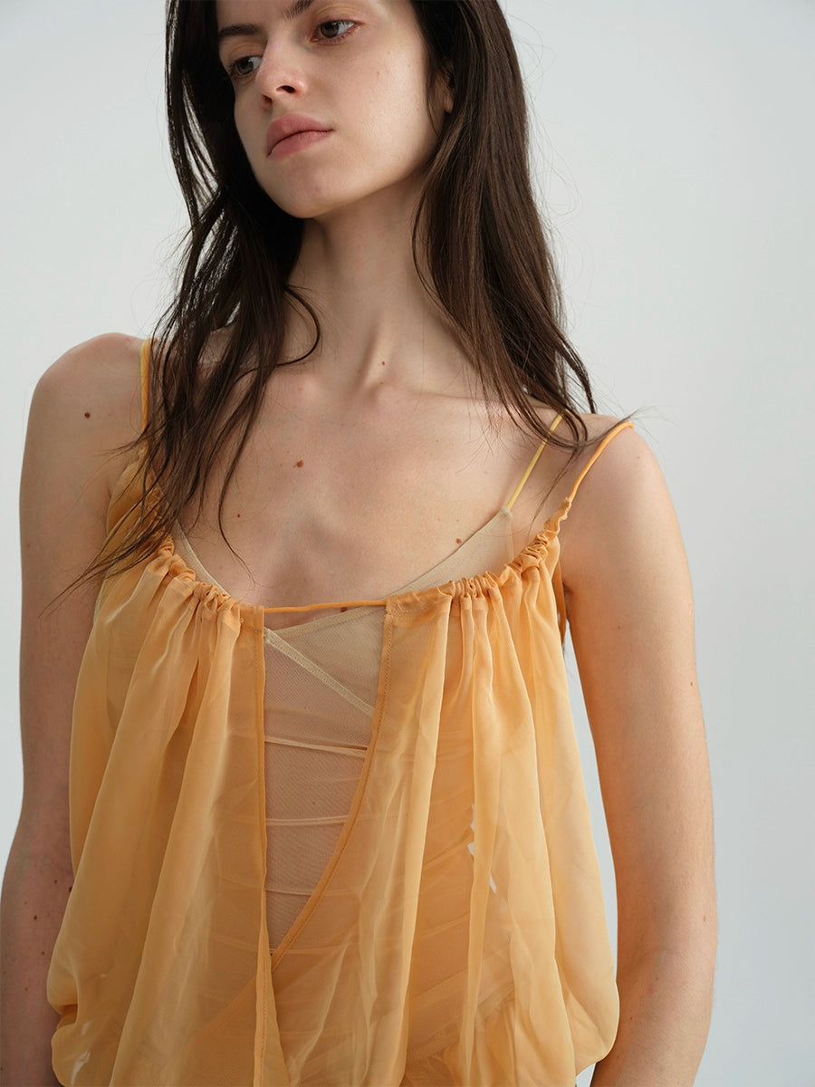 Orange Yellow Sheer Layered Blouse