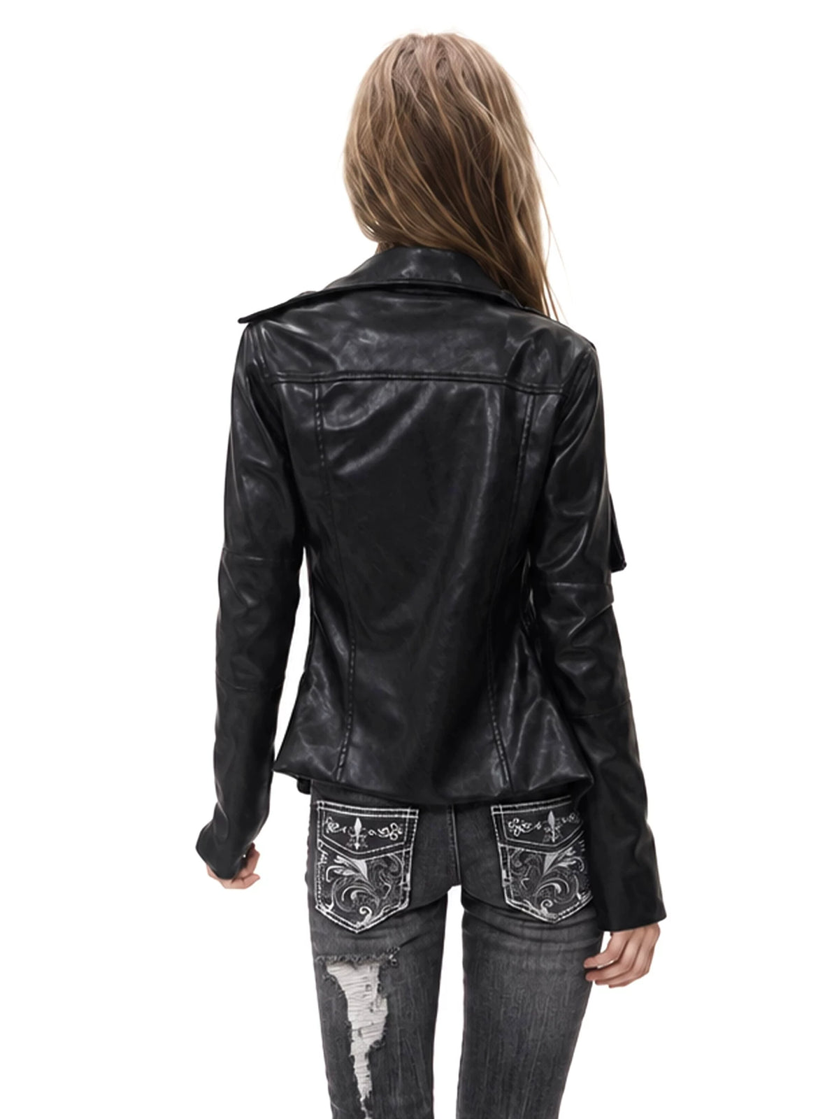 Napoleon Double Zipper Faux Leather Jacket