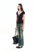 Leopard Print Deep V Tee