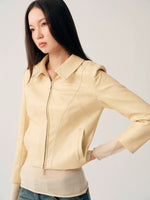 Pale Yellow PU Jacket