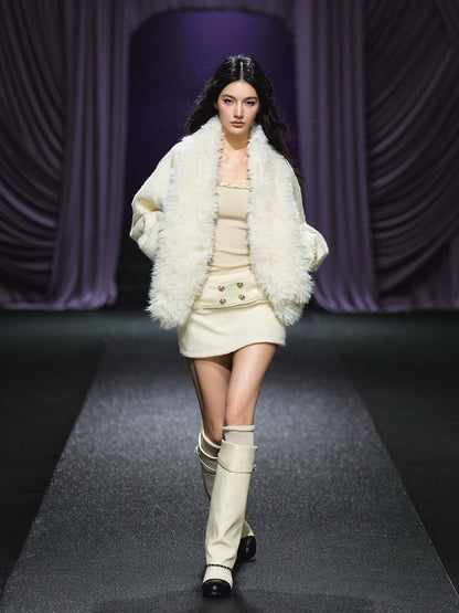 Wool Belted A-Line Skirt