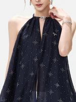 Rhinestone Halter Chiffon Top