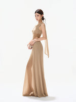 Asymmetric Mesh Maxi Dress