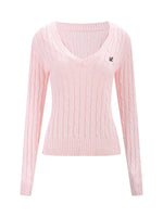 Pink V-Neck Knit Top