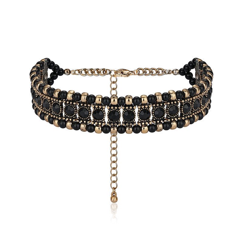 Retro Black &amp; Gold Baroque Collar