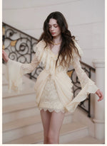 V-Neck Lace Pleated Dress
