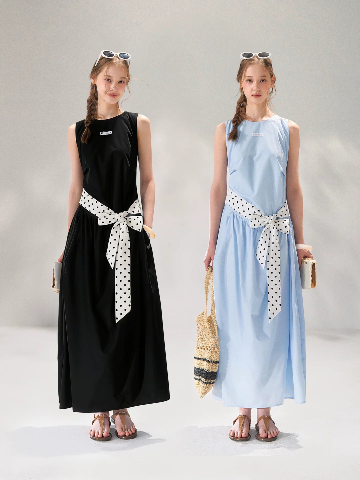 Polka Tie Midi Dress