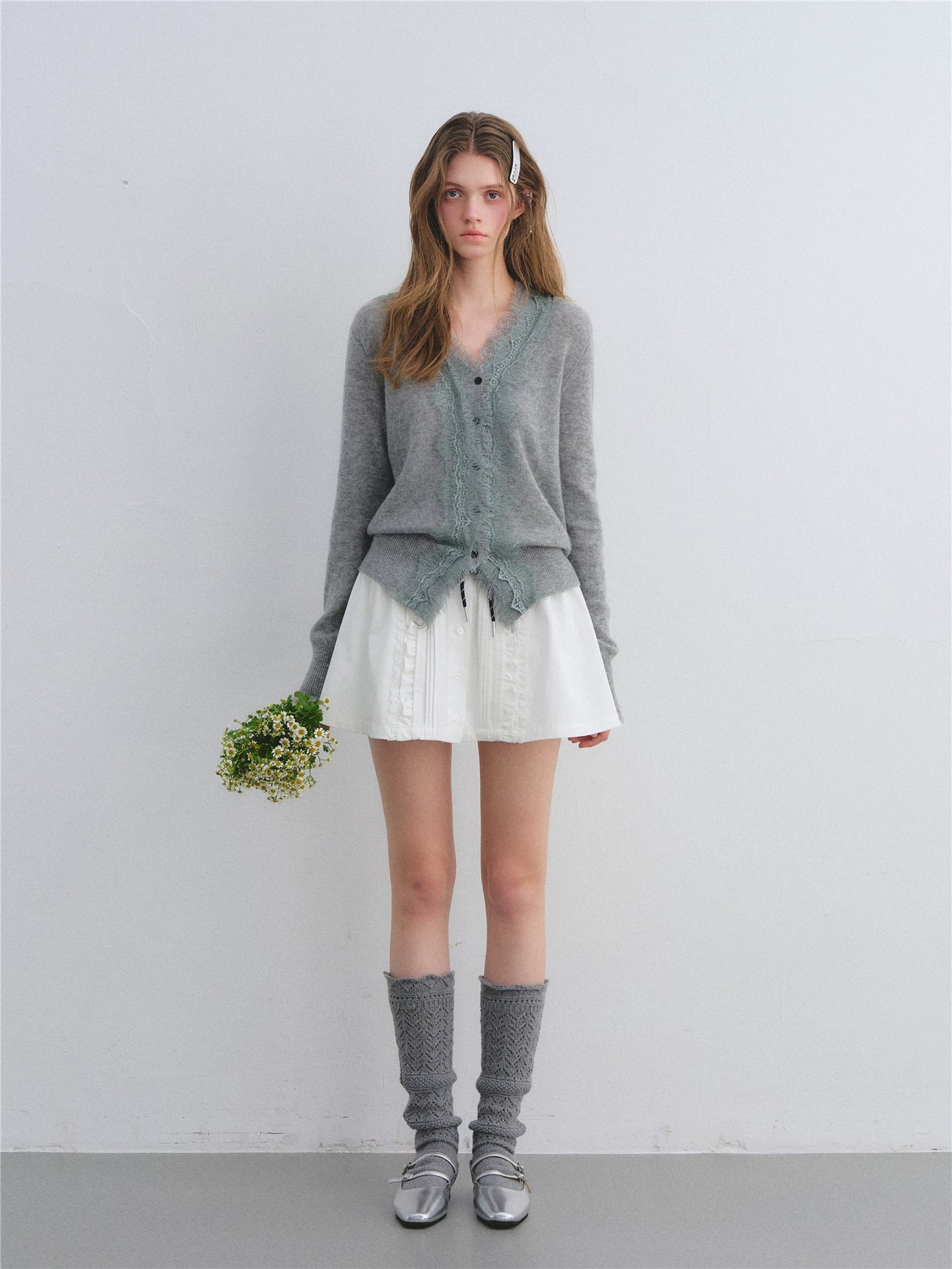 Pleated Ribbon Bow Skirt