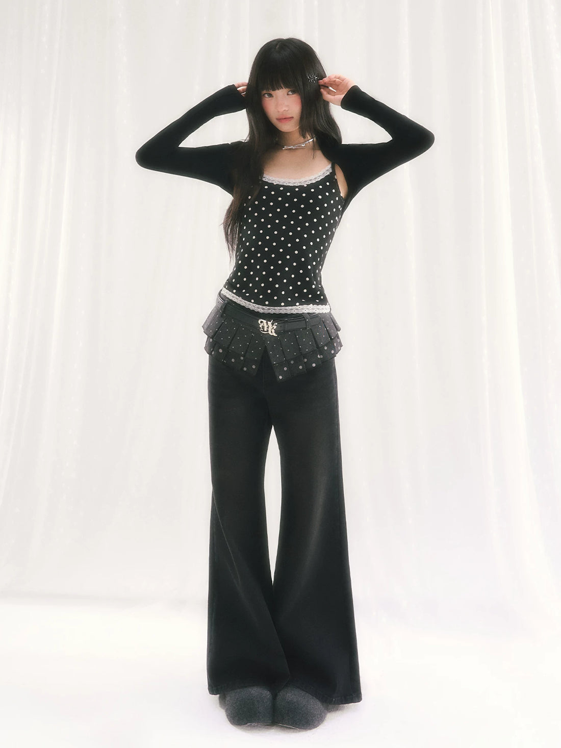 Black Detachable Flare Jeans