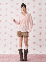 Ruffle Drawstring Knit Top