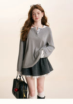 Lace Hooded Long-Sleeve T-Shirt