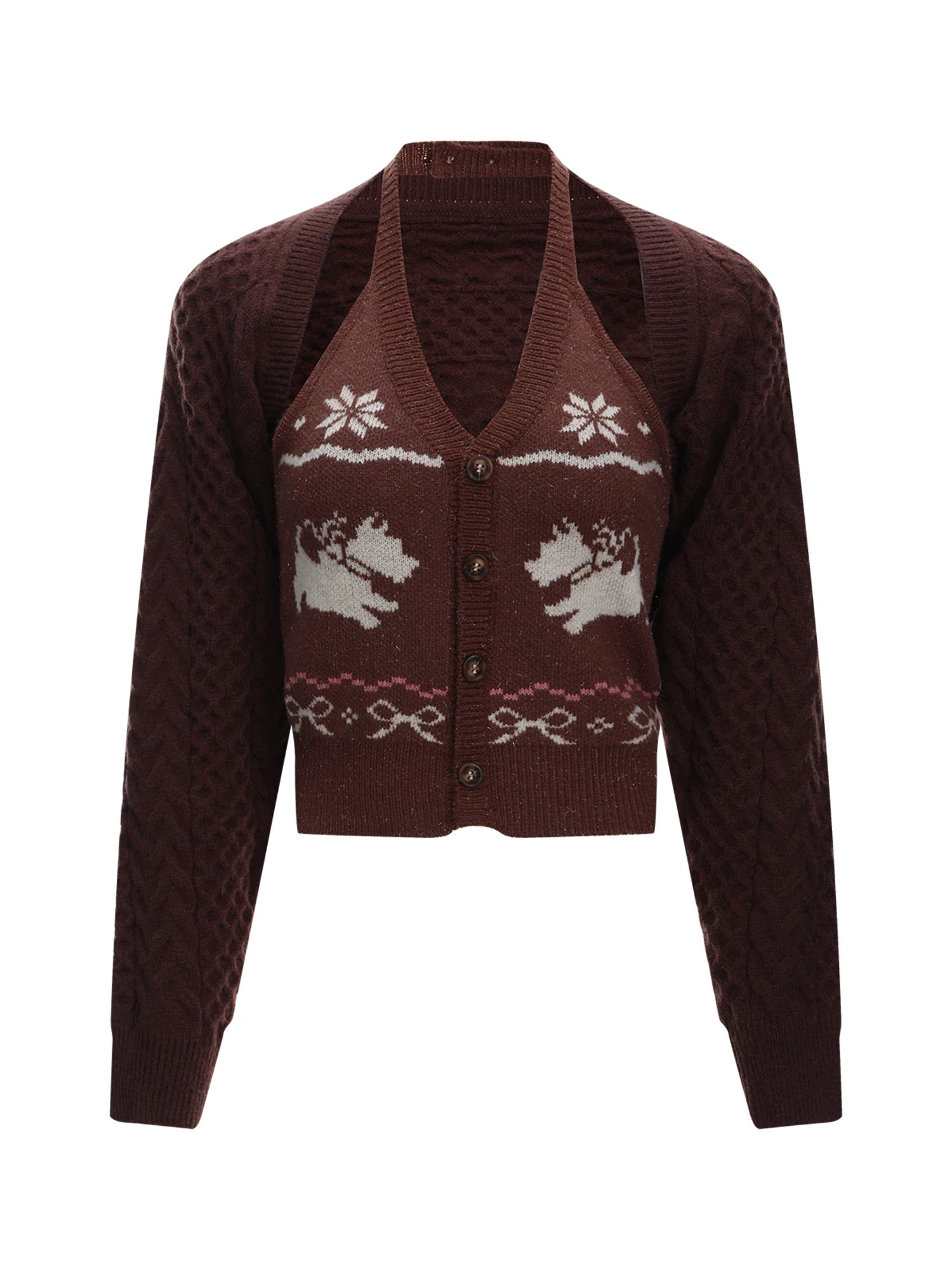 Fair Isle Jacquard Halter 2-Piece Set