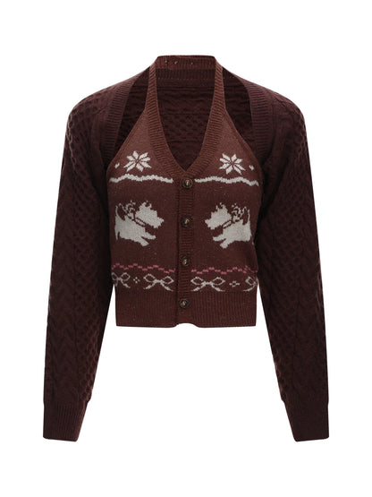 Fair Isle Jacquard Halter 2-Piece Set