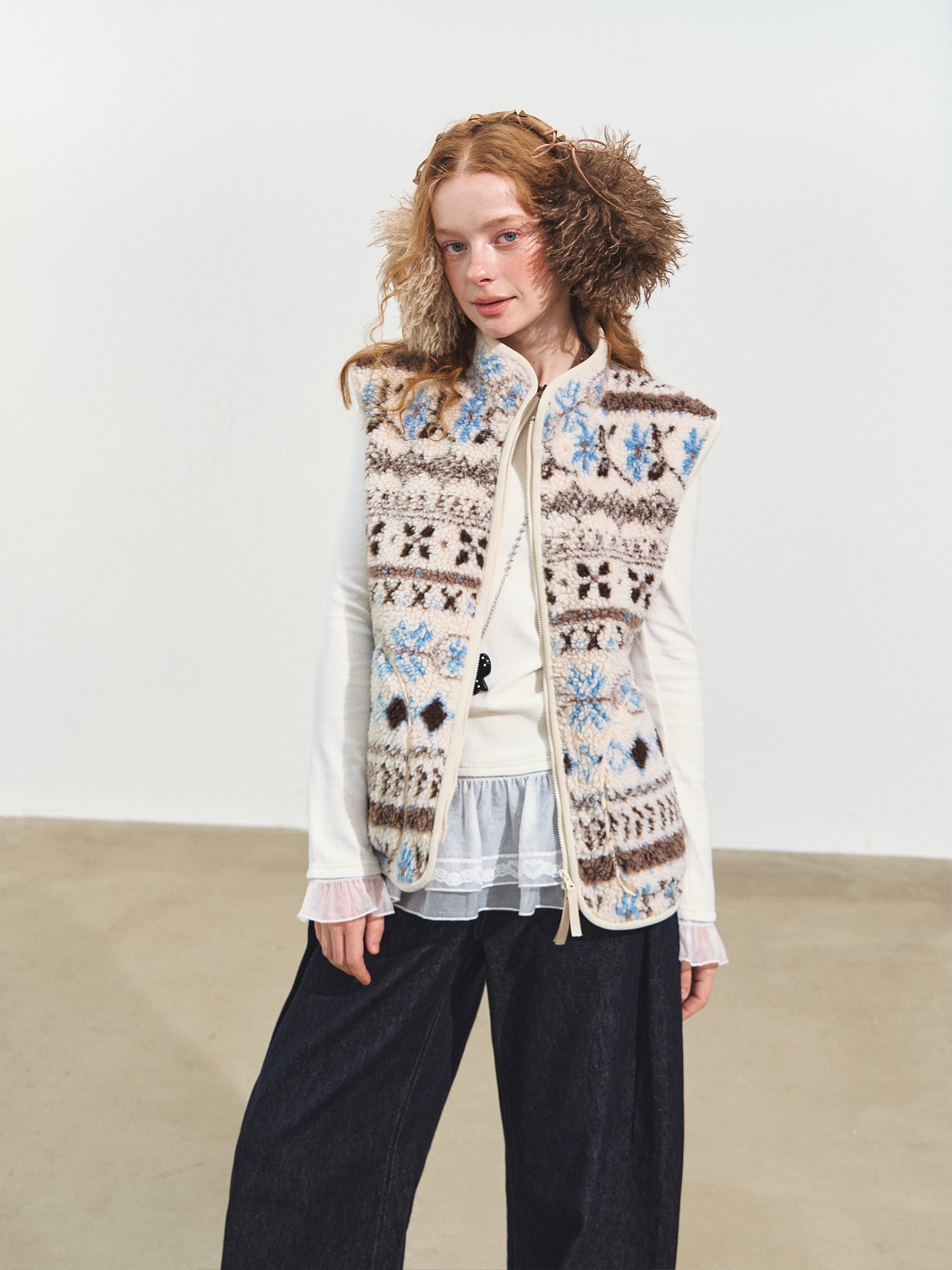 Fair Isle Patterned Fleece Vest