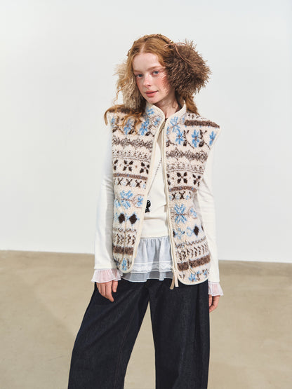 Fair Isle Patterned Fleece Vest
