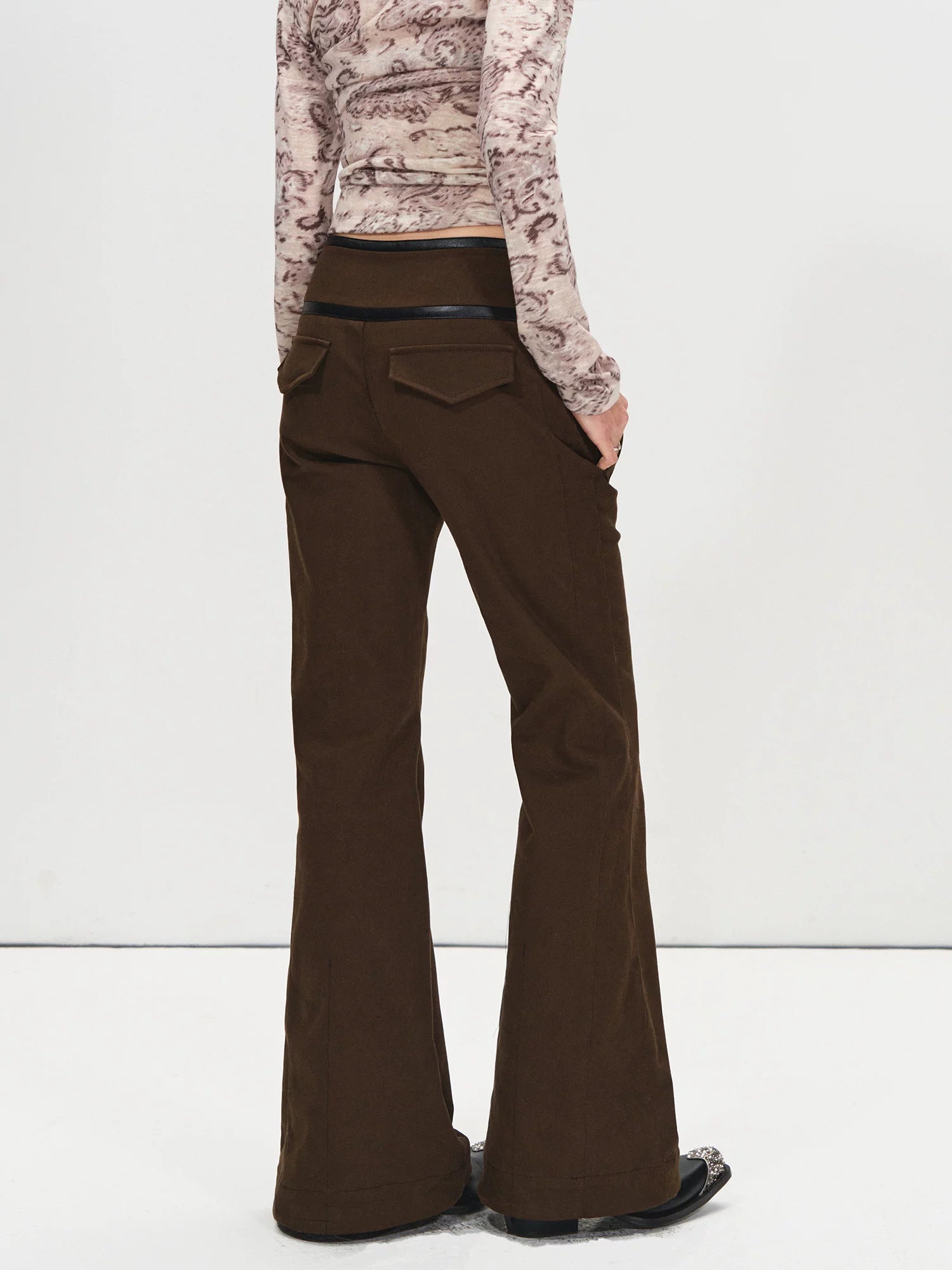 Metal Buckle Flare Cargo Pants