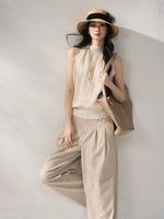 Beige Lace Halter Tank Top
