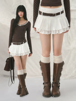 Jacquard Pleated Mini Skirt