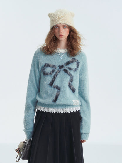 Leopard Bow Crewneck Sweater