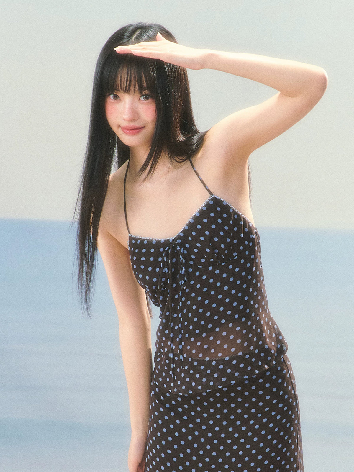 Polka Dot Halter Camisole Top &amp; Skirt Set