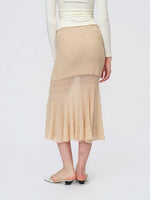 Beige Wool-Knit Mermaid Skirt