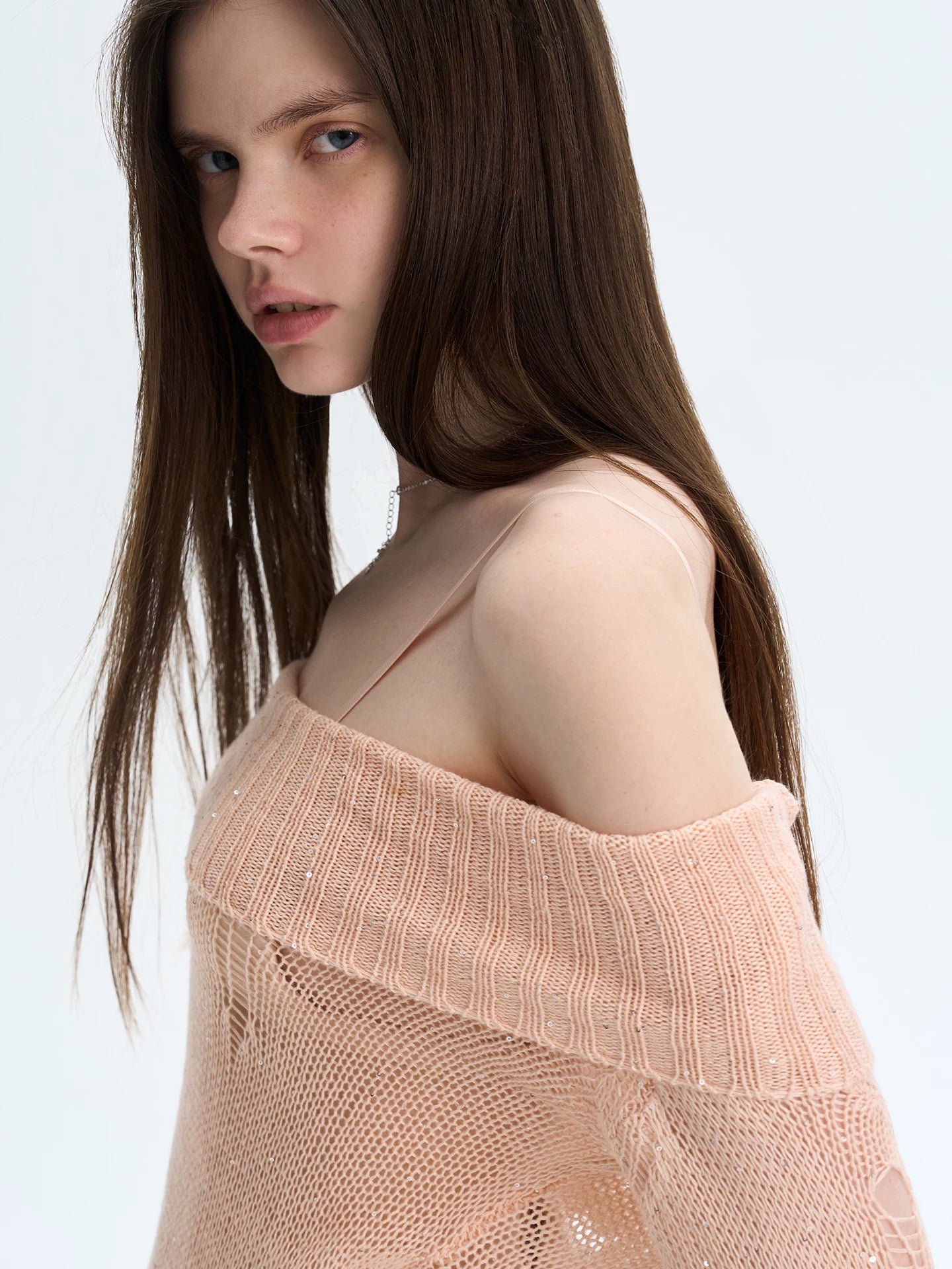 Pink Off-Shoulder Knit Top