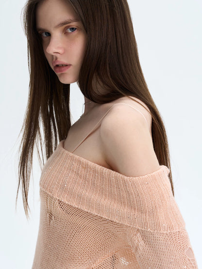 Pink Off-Shoulder Knit Top