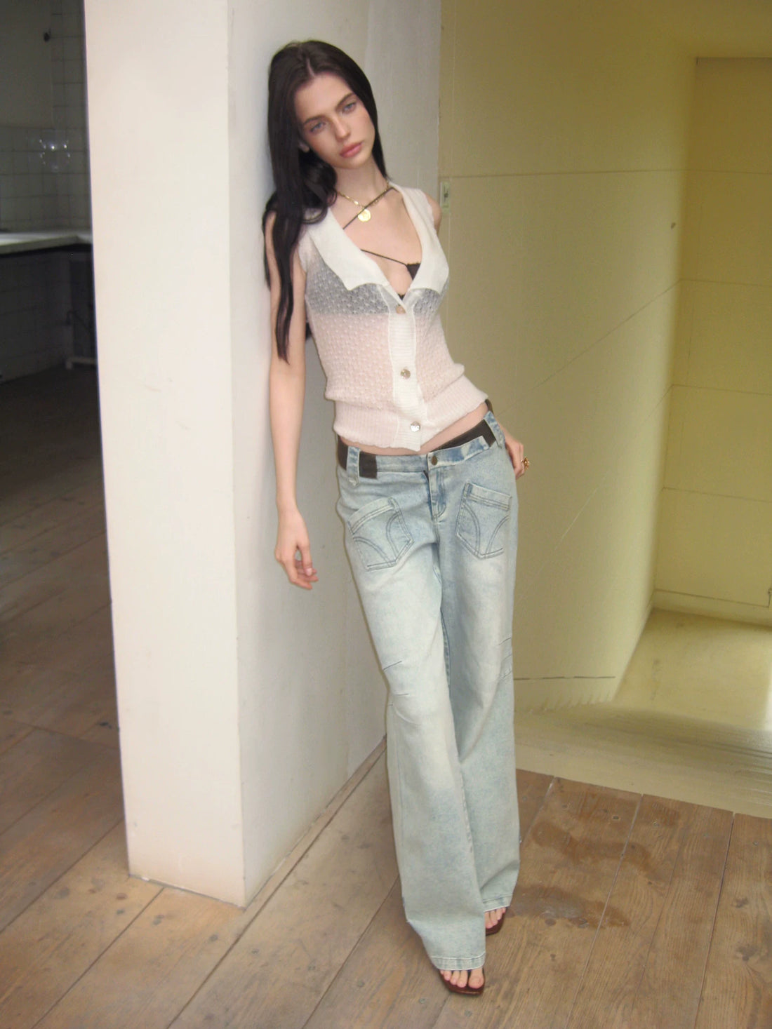 Openwork Alpaca Knit Top