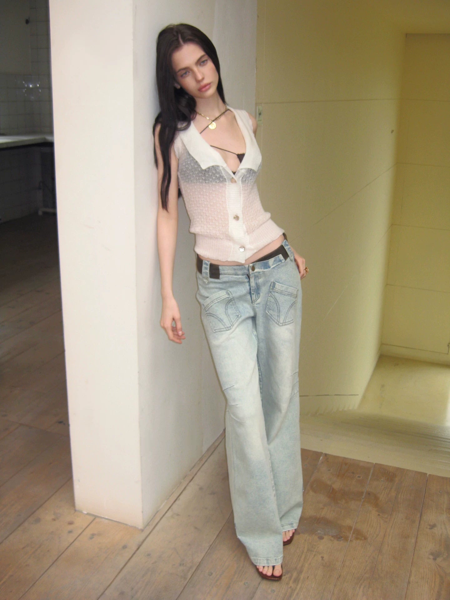 Openwork Alpaca Knit Top