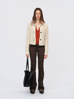 Ivory & Red Cutout Knit Cardigan