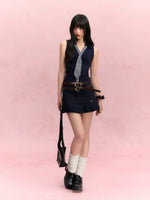 Double Waist Pleated Skirt